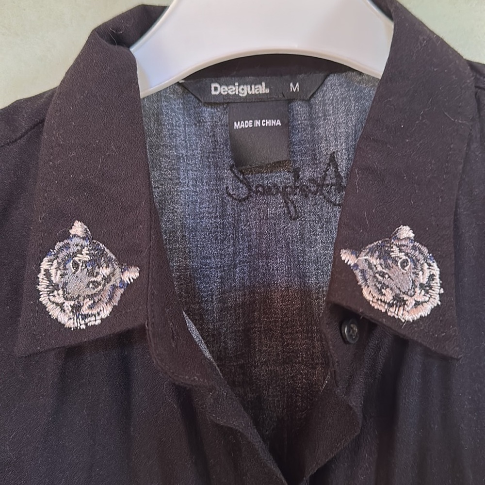 Desigual animal print button down shirt